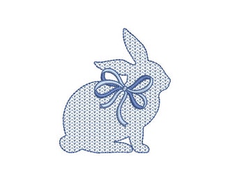 Bunny with bow  - Machine Embroidery File design 4 x 4 inch hoop - Easter Embroidery Design