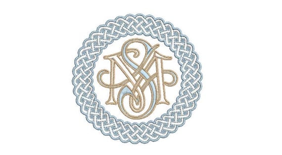 Basket Weave Round Monogram Frame -  Machine Embroidery File design -  4x4 hoop - Round Border Frame