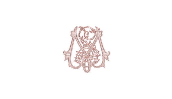 S M Pretty Monogram -  Machine Embroidery File design - 4x4 inch hoop - Vintage Monogram