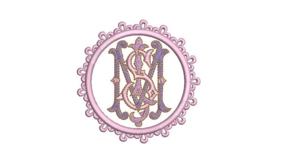 Flower Lace Satin Monogram Frame -  Machine Embroidery File design -  4x4 hoop - Round Border Frame