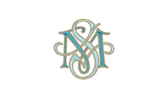 Antique S M Scroll Monogram -  Machine Embroidery File design - 4x4 inch hoop - Vintage Monogram