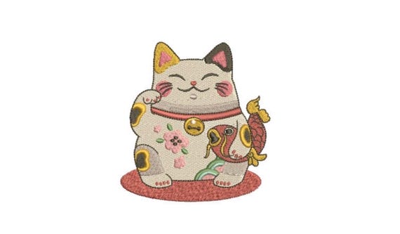 Lucky Cat - Machine Embroidery File design  - 4x4 hoop - Lunar New Year - Lucky Kitty Cat Design