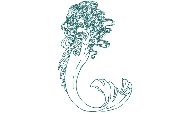 Boho Mermaid embroidery Design - Mermaid Machine Embroidery File design - 6x10 inch hoop - Ocean Embroidery