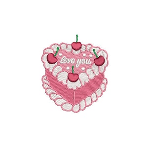 Herzform-Torte Maschinenstickerei Stickdatei Design im 3x3-Zoll-Rahmen - Love You Stickdatei 3-Zoll