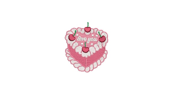 Heart Shape Cake Machine Embroidery File design - 3x3 inch hoop - Love You Embroidery Download 3 inches