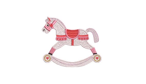 Rocking Horse Hearts Embroidery - Machine Embroidery File design 4x4 inch hoop - Instant Download - Horse Embroidery
