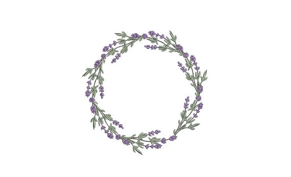 Lavender Wreath - Machine Embroidery File design - 5x7 inch hoop - Lavender Embroidery Download