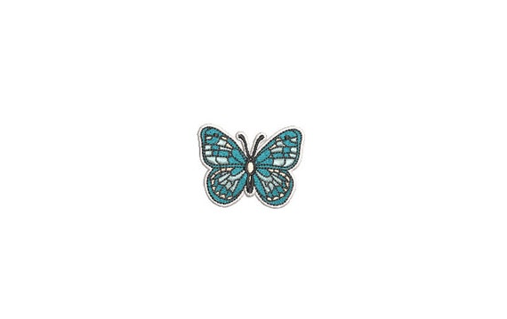 Butterfly Embroidery Design - Blue Butterfly Machine Embroidery File design 4x4 inch hoop - Mini 5cm