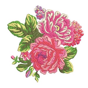 Hydrangea Rose Embroidery - Flower Machine Embroidery File design - 5x7 inch hoop - instant download