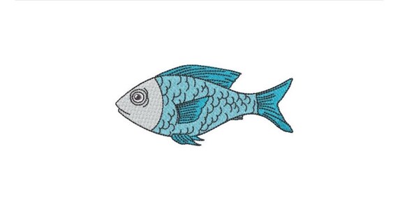 Blue Fish Machine Embroidery File design - 4x4 inch hoop - Fish Design - Fish Embroidery