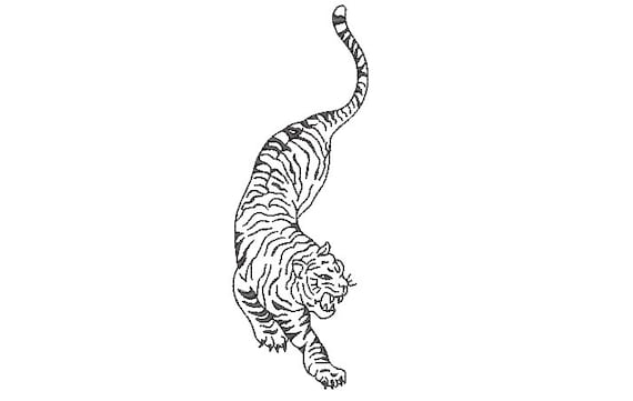 Easy Tiger Embroidery Design - Tiger Sketch Machine Embroidery File design - 5x7 inch hoop - one colour - instant download