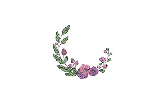 Violet Frame Wreath Machine Embroidery File design 4x4 inch hoop - Monogram