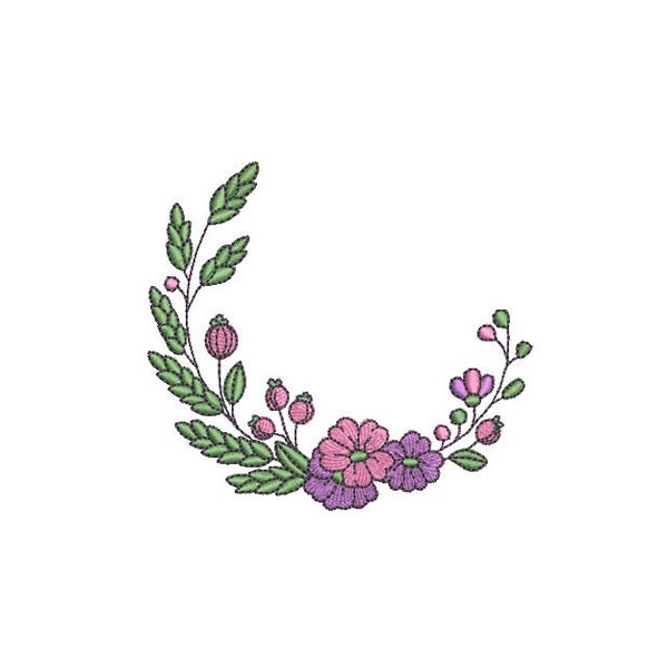 Violet Frame Wreath Machine Embroidery File design 4x4 inch hoop - Monogram