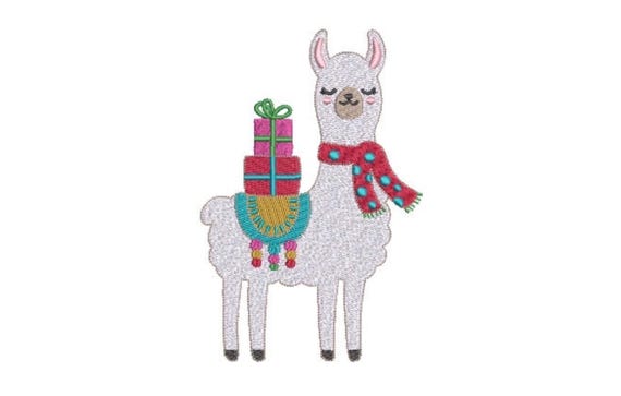 Llama Xmas Presents - Machine Embroidery File design 5x7 inch hoop - Christmas Embroidery Design