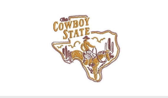 Cowboy State Western Machine Embroidery File design - 4x4 inch hoop - Cowgirl and Cowboy Design - Texas Design