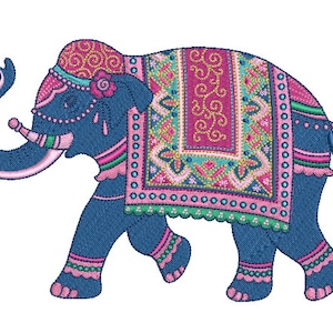 Fancy Elephant -Machine Embroidery File design  - 5x7 hoop - instant download - Chinoiserie Elephant Embroidery Design