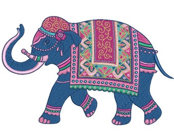 Fancy Elephant -Machine Embroidery File design  - 5x7 hoop - instant download - Chinoiserie Elephant Embroidery Design