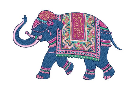 Fancy Elephant -Machine Embroidery File design  - 5x7 hoop - instant download - Chinoiserie Elephant Embroidery Design