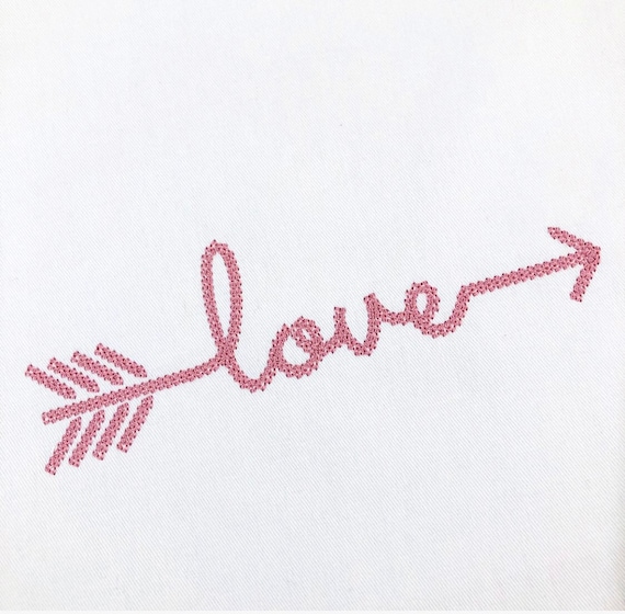 Chainstitch Love Arrow Machine Embroidery File design - 5 x 7 inch hoop - instant download