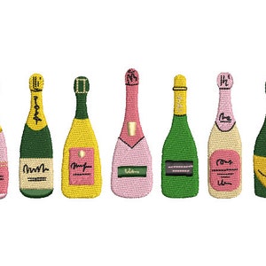 Champagne Bottles Machine Embroidery File design - 5 x 7 inch hoop _ Wine Embroidery Design
