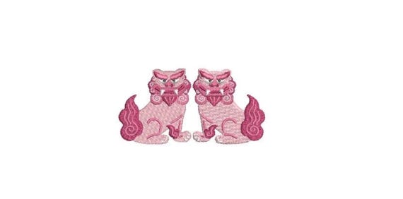 Chinoiserie Chic - Shisa Lions -  Foo Dogs   - Machine Embroidery File design  - 4x4 hoop - embroidery download