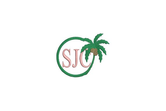 Palm Tree Frame Machine Embroidery File design - 4 x 4 inch hoop - Palm Silhouette Monogram - Instant download