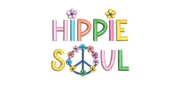 Hippie Soul Embroidery - Machine Embroidery Peace Flower Wreath File design 4x4 inch hoop instant download
