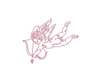 Vintage Cupid Machine Embroidery File design - 4x4 inch - valentines embroidery design - Love embroidery