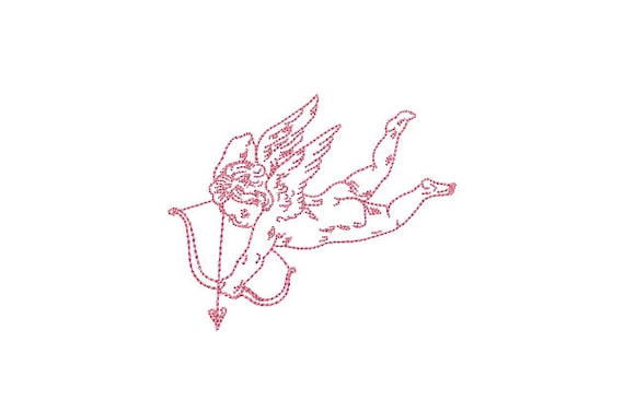 Vintage Cupid Machine Embroidery File design - 4x4 inch - valentines embroidery design - Love embroidery