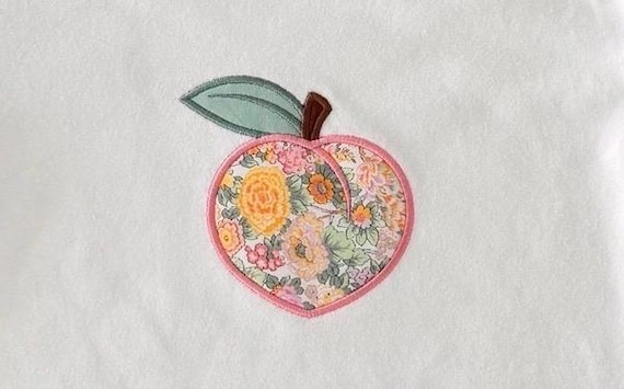 Peach Appliqué Machine Embroidery File design - 5 x 7 inch hoop - Peach Embroidery Instant Download
