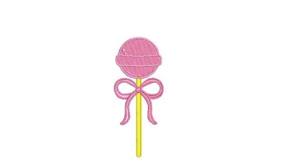 Lollipop Ribbon Bow Embroidery Design - Machine Embroidery Instant Download File - Coquette Bow - 4x4 inches