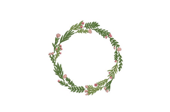 Simple Flower Wreath- Machine Embroidery File design - 4x4 inch hoop - monogram Frame - Instant download