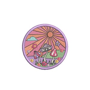 Mushroom Patch Machine Embroidery File design  - 4 x 4 inch hoop - Woodland Mushroom Embroidery Design - 3 inch patch design