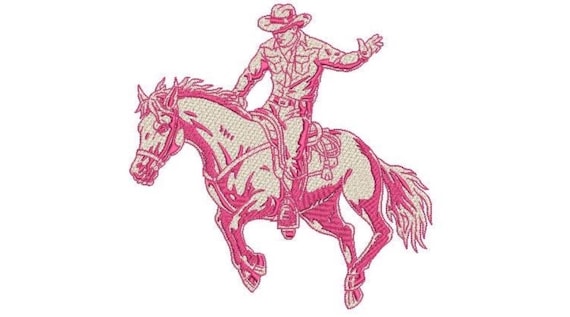 Cowboy - Bucking Horse Machine Embroidery File design - 8x8 inch hoop - Western Embroidery Design Download