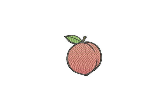 Peach Embroidery - Kawaii Peach Machine Embroidery File design - 4 x 4 inch hoop - Patch embroidery design