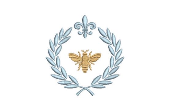 French Bee Laurel embroidery - Machine Embroidery File design - 4 x 4 inch hoop - instant download