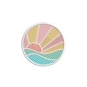 Sun Ocean Patch Embroidery Design - Nature Embroidery Design - Machine Embroidery File design 3 x3 inch hoop