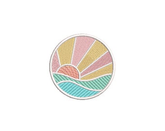 Sun Ocean Patch Embroidery Design - Nature Embroidery Design - Machine Embroidery File design 3 x3 inch hoop