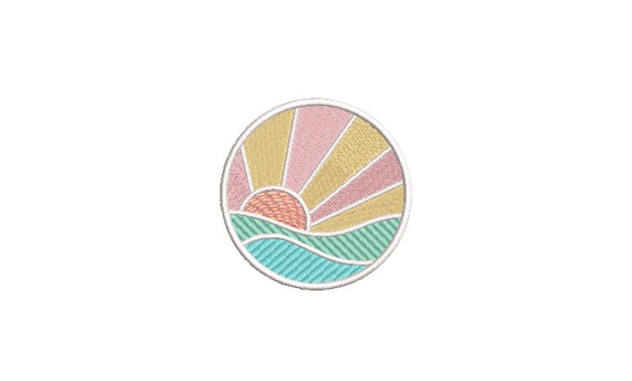 Sun Ocean Patch Embroidery Design - Nature Embroidery Design - Machine Embroidery File design 3 x3 inch hoop