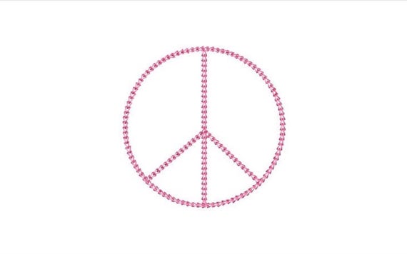 Chainstitch Peace Sign - Machine Embroidery File design - 4x4 inch hoop -  instant download - Chain Stitch Embroidery