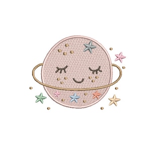 Saturn Moon Stars Machine Embroidery File design - 4x4 inch hoop - instant download