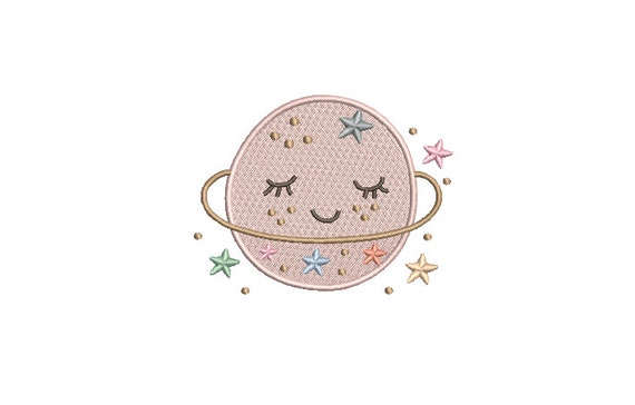 Saturn Moon Stars Machine Embroidery File design - 4x4 inch hoop - instant download