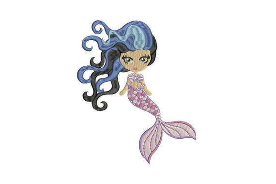 Machine Embroidery Mermaid Doll Lilac Machine Embroidery File design 5x7 inch hoop