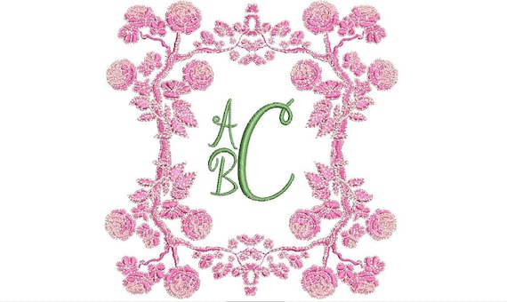 Peony Monogram Frame - Machine Embroidery File design  - 5 x 7 inch hoop - instant download