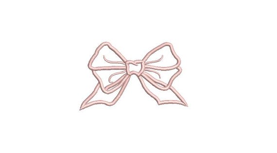 Blush Bow Applique Machine Embroidery File design 4x4 hoop - Ribbon Bow Applique Download