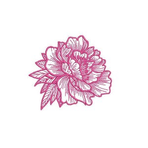 Peony Sketch Machine Embroidery File design 4 x 4 inch hoop - Flower Design