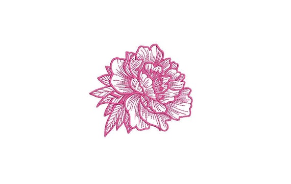 Peony Sketch Machine Embroidery File design 4 x 4 inch hoop - Flower Design