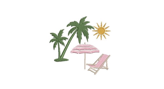 Beach Scene - Machine Embroidery File design - 4x4 inch hoop - Camera - Vacation Embroidery