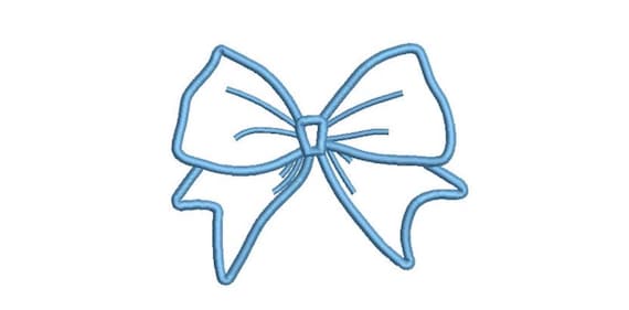 Blue Bow Applique Machine Embroidery File design 5x7 hoop - Ribbon Bow Applique Download