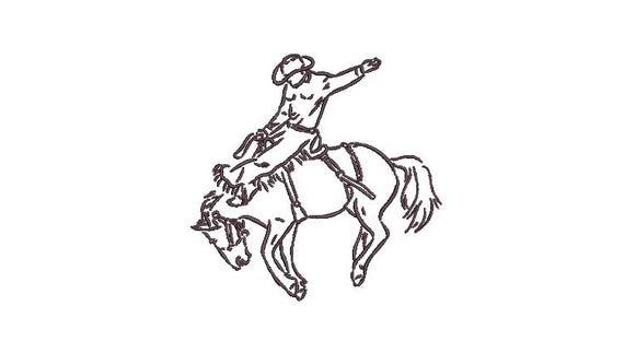 Rodeo Cowboy Machine Embroidery File design - 4x4 inch hoop - Western Embroidery Design Download